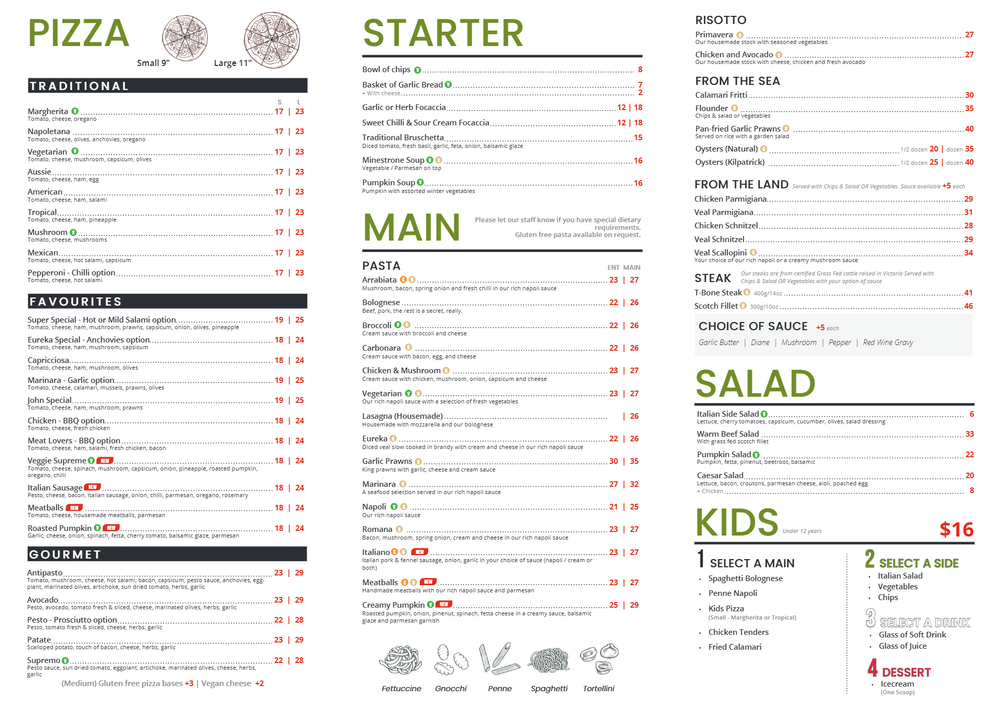 Ballarat Menus