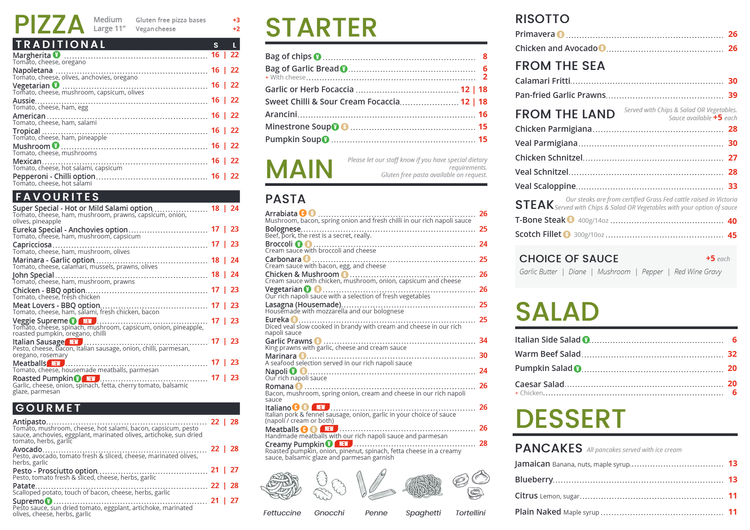 Ballarat Menus